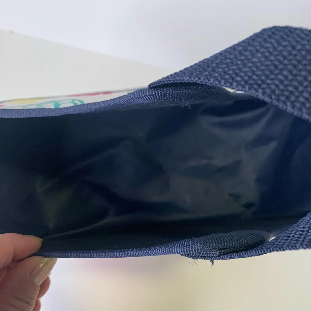 Thirty-One Tote 9”x5” Colorful Pineapple Print Blue Yellow Red Handle